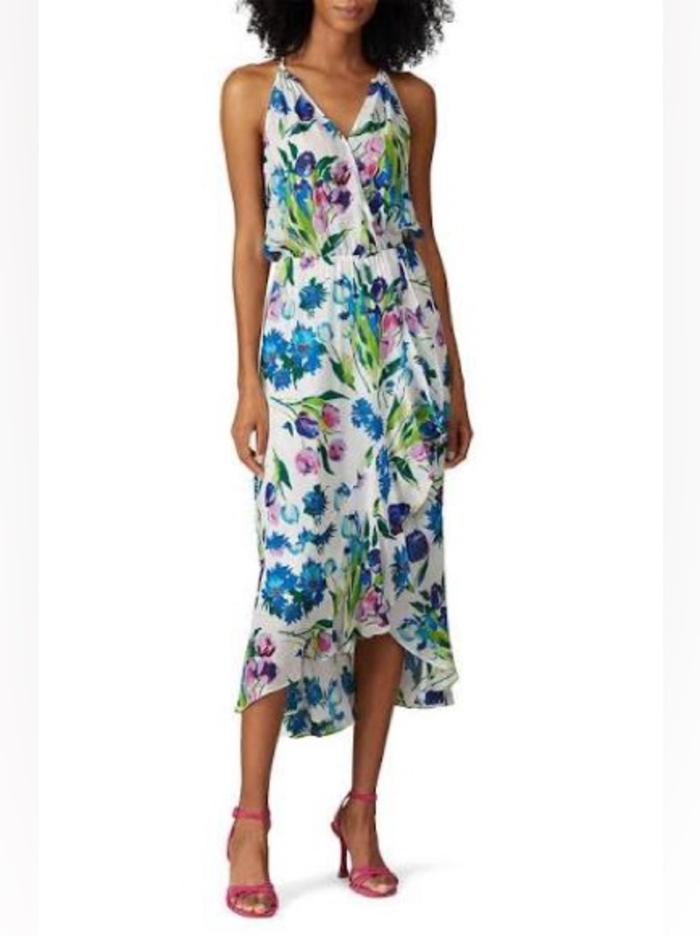 NWT Parker Herley Faye Garden Silk Floral High Low Midi Dress S